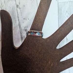 Vintage turquoise chip ring sz 12